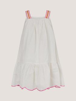 Monson Kids' Pineapple Embroidered Scallop Swing Dress, White - view 2, White