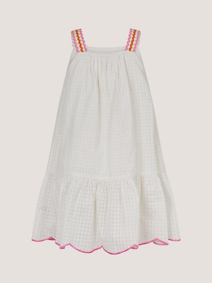 Monson Kids' Pineapple Embroidered Scallop Swing Dress, White - view 2, White