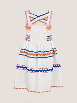 Monsoon Kids' Ric Rac Trim Dress, White/Multi - view 2, White/Multi