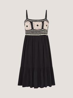 Monsoon Kids' Storm Crochet Sleeveless Dress, Black, Black