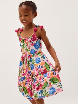 Monsoon Kids' Sleeveless Tropical Jersey Dress, Multi, Multi