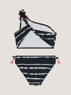 Monsoon Kids' Tie Dye Tassel One Shoulder Bikini Set, Black - view 2, Black