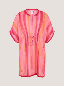 Monsoon Kids' Stripe Tie Dye Kaftan, Pink, Pink