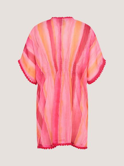 Monsoon Kids' Stripe Tie Dye Kaftan, Pink - view 2, Pink