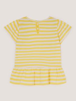 Monsoon Kids' Amalfi Short Sleeve Striped Lemon T-Shirt, Yellow - view 2, Yellow