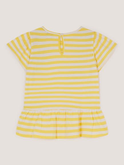 Monsoon Kids' Amalfi Short Sleeve Striped Lemon T-Shirt, Yellow - view 2, Yellow