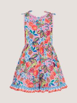 Monsoon Kids' Alani Printed Scallop Playsuit, Pink - view 2, Pink