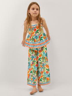 Monsoon Kids' Alani Printed Top and Trousers Set, Yellow, Yellow