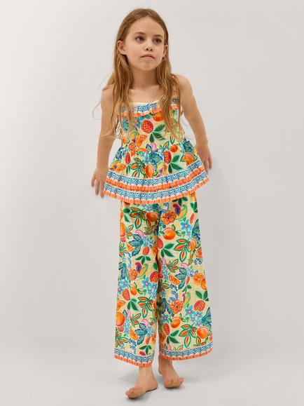 Monsoon Kids' Alani Printed Top and Trousers Set, Yellow, Yellow