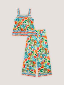 Monsoon Kids' Alani Printed Top and Trousers Set, Yellow - view 2, Yellow