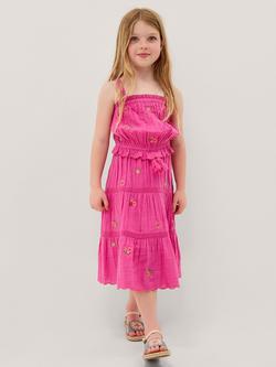 Monsoon Kids' Embroidered Floral Top & Skirt Set, Magenta, Magenta