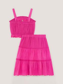 Monsoon Kids' Embroidered Floral Top & Skirt Set, Magenta - view 2, Magenta