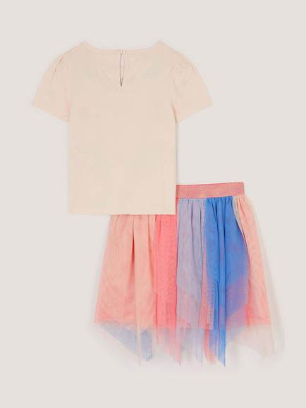 Monsoon Kids' Mermaid T-Shirt & Mesh Disco Skirt Set, Multi - view 2, Multi