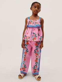 Monsoon Kids' Oriana Fruity Top & Trousers Set, Pink, Pink