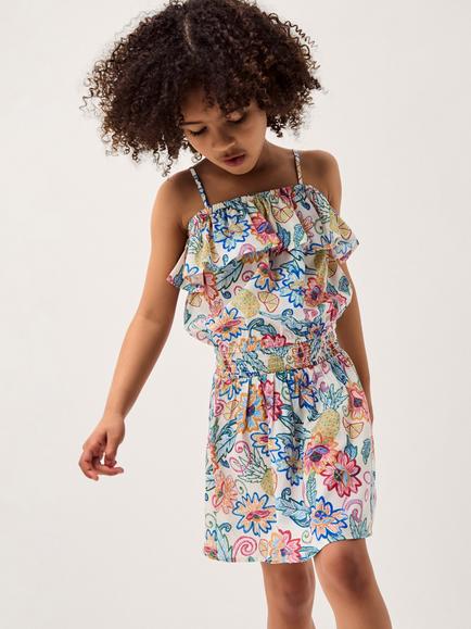 Monsoon Kids' Tropical Floral Top and Skirt Set, Ivoy, Ivory