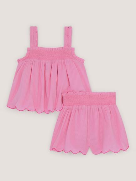 Monsoon Kids' Floral Embroidered Cami Top & Shorts Set, Pink - view 2, Pink