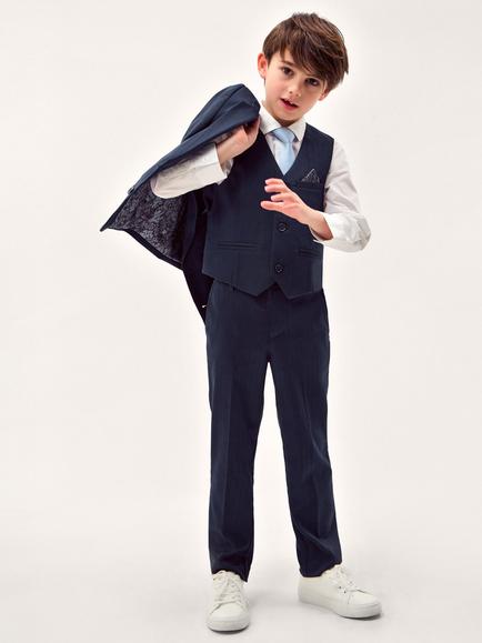 Monsoon Kids' Harry Herringbone Suit Jacket, Navy, Navy
