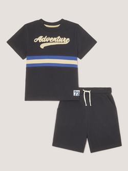 Monsoon Kids' Adventure Stripe Jersey T-Shirt and Shorts Set, Blue, Blue