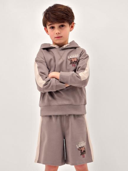 Monsoon Kids' League Hoodie and Shorts Set, Brown, Brown