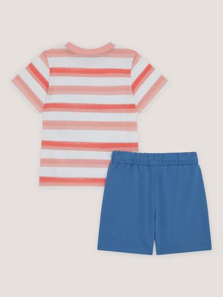 Monsoon Kids' Octopus T-Shirt and Drawstring Shorts Set, Orange/Multi - view 2, Orange/Multi