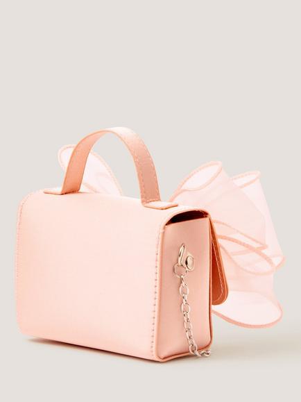 Monsoon Kids' Bridesmaid Organza Bow Bag, Pink - view 2, Pink