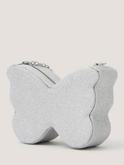Monsoon Kids' Diamanté Butterfly Bag, Silver - view 2, Silver