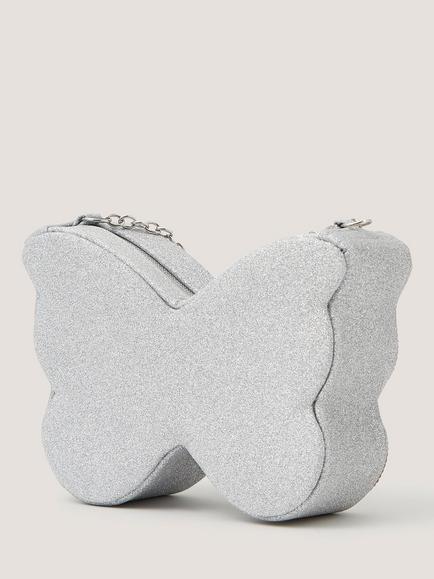 Monsoon Kids' Diamanté Butterfly Bag, Silver - view 2, Silver