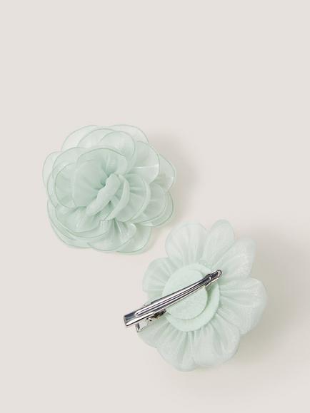 Monsoon Kids' Bridesmaid Flower Hair Clips, Pack of 2, Sage - view 2, Sage