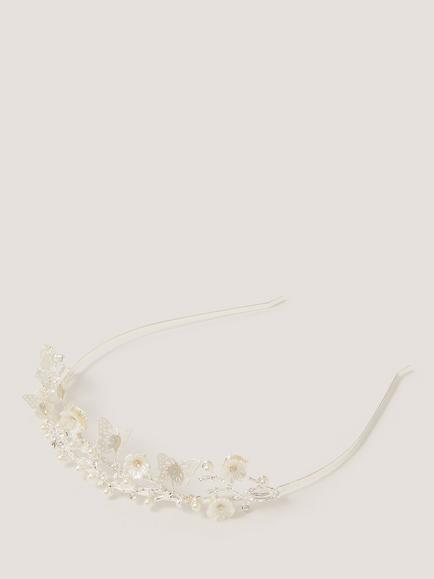Monsoon Kids' Botanic Flower Tiara, Silver, Silver
