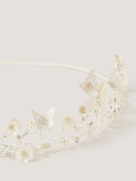 Monsoon Kids' Botanic Flower Tiara, Silver - view 2, Silver