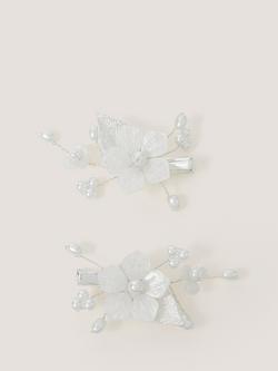 Monsoon Kids' Gardenia Flower Hair Clips, Pack of 2, Ivory, Ivory
