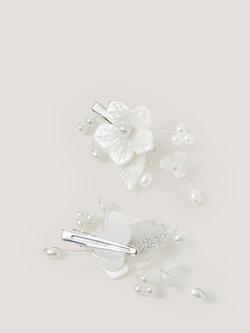 Monsoon Kids' Gardenia Flower Hair Clips, Pack of 2, Ivory - view 2, Ivory