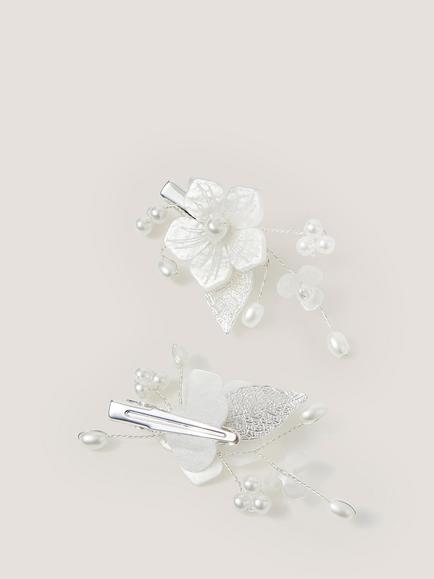 Monsoon Kids' Gardenia Flower Hair Clips, Pack of 2, Ivory - view 2, Ivory