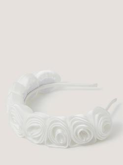 Monsoon Kids' Rosette Satin Headband, Ivory, Ivory