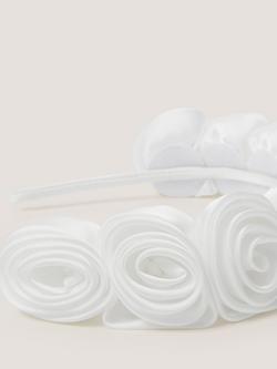 Monsoon Kids' Rosette Satin Headband, Ivory - view 2, Ivory