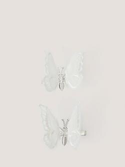 Monsoon Kids' Embroidered Spring Butterfly Hair Clips, Pack of 2, Ivory, Ivory