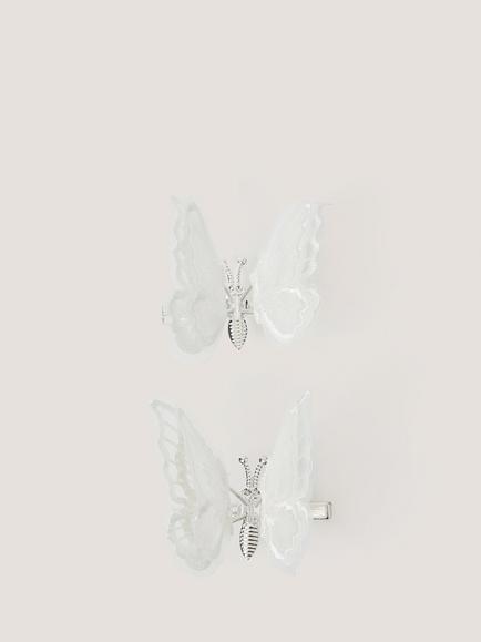 Monsoon Kids' Embroidered Spring Butterfly Hair Clips, Pack of 2, Ivory, Ivory