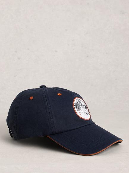 White Stuff Patch Cotton Baseball Cap, Blue Indigo, Blue Indigo