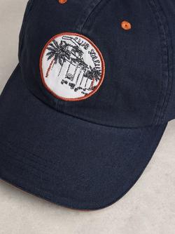 White Stuff Patch Cotton Baseball Cap, Blue Indigo - view 2, Blue Indigo