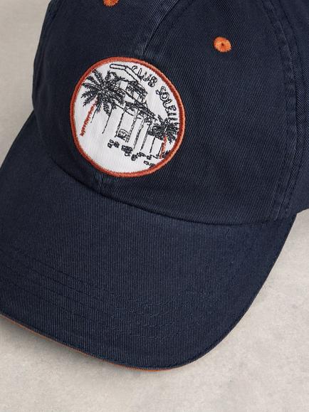White Stuff Patch Cotton Baseball Cap, Blue Indigo - view 2, Blue Indigo