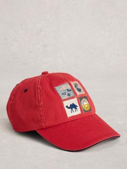 White Stuff Embroidered Patch Cotton Baseball Cap, Red, Red