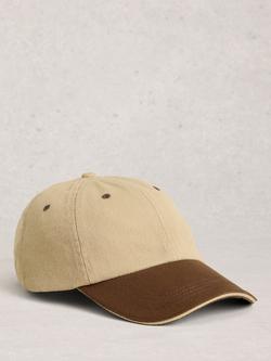 White Stuff Colour Block Cotton Baseball Cap, Natural/Brown, Natural/Brown