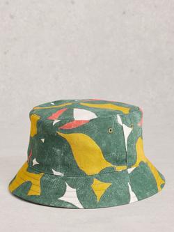 White Stuff Reversible Cotton Bucket Hat, Green/Multi, Green/Multi