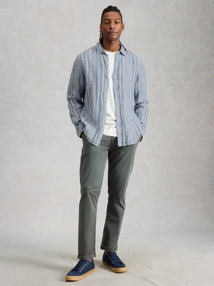 White Stuff Keswick Striped Linen Shirt, Blue, Blue