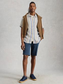 White Stuff Keswick Short Sleeve Striped Linen Shirt, Green, Green