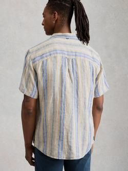 White Stuff Keswick Short Sleeve Striped Linen Shirt, Green - view 2, Green