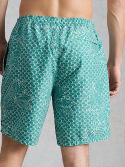 White Stuff Ventor Geometric Swim Shorts, Green - view 2, Green