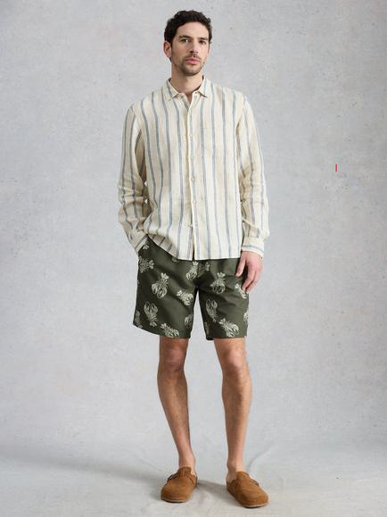 White Stuff Ventor Wave Print Swim Shorts, Green, Green
