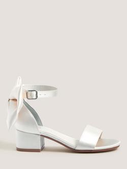 Monsoon Kids' Oversized Bow Open Toe Block Heel Sandals, Ivory