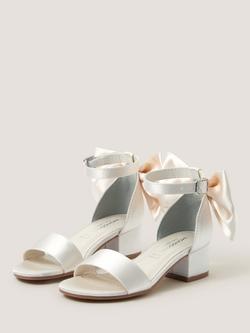Monsoon Kids' Oversized Bow Open Toe Block Heel Sandals - view 2, Ivory